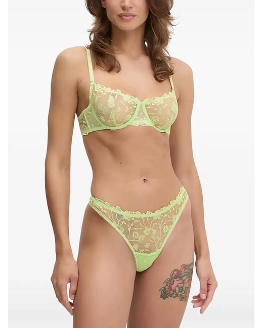 Guess Green Maya Floral-Lace Underwired Bra