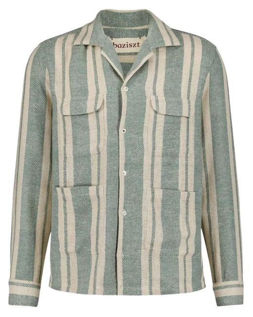 Camicia A Righe di BAZISZT in Green da Uomo