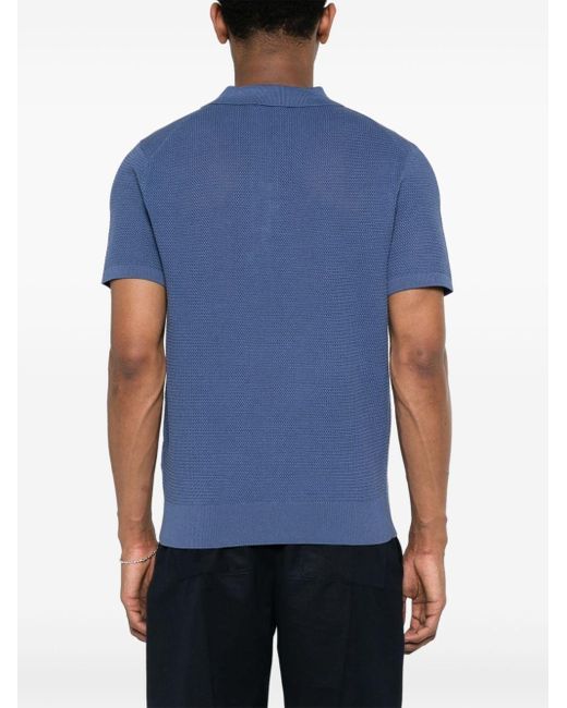 J.Lindeberg Blue Ben Open Knitted Polo Shirt for men