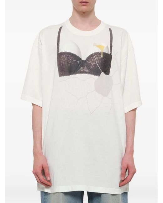 Doublet White Egg Bra Graphic-Print T-Shirt for men