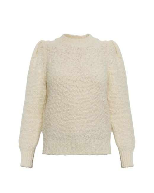 Isabel Marant White Emma Puff-Sleeve Sweater