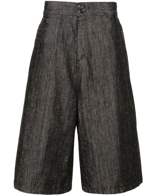 Etro Gray Drop-crotch Denim Shorts for men
