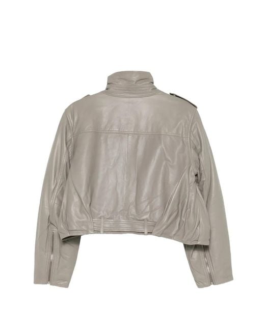 Gestuz Gray Leva Leather Jacket