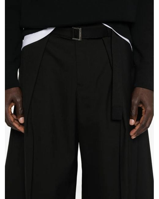 Sacai Black Belted Tailored Shorts for men
