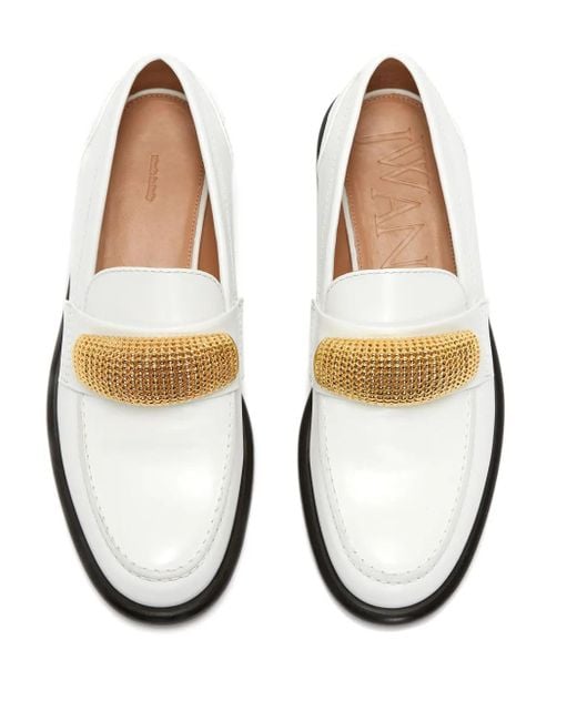 J.W. Anderson White Appliqué-Detail Leather Loafers