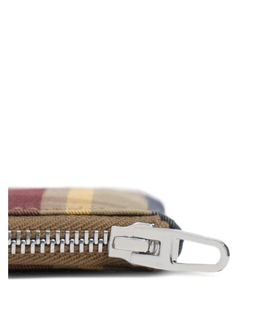 Bimba Y Lola Brown Khaki And Garnet Tartan Jacquard Coin Purse