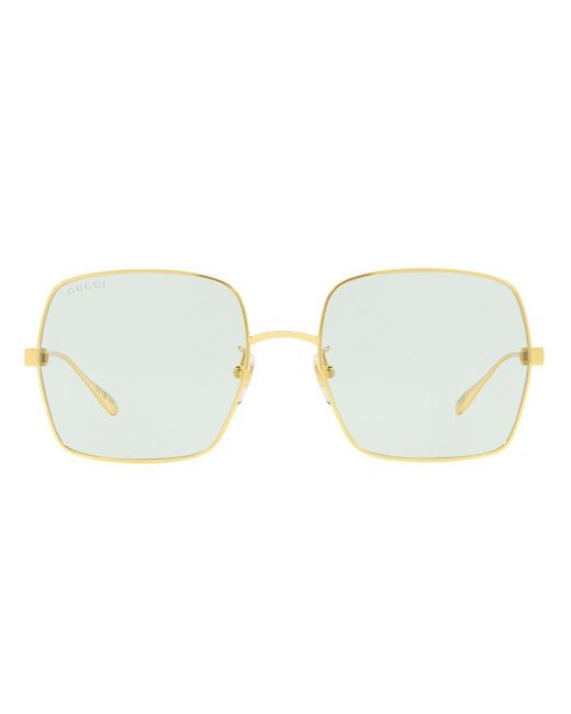 Gucci Metallic Logo-engraved Square-frame Sunglasses
