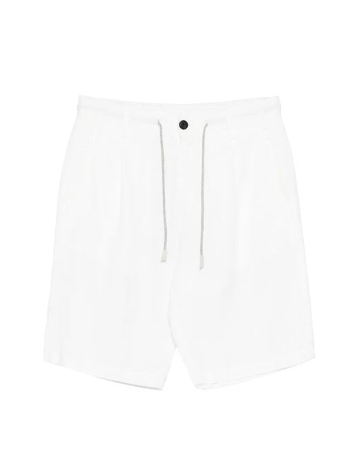 Eleventy White Drawstring Pleated Shorts for men