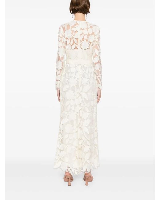 Elie Saab White Embroidered Midi Dress
