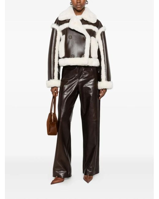 Stand Studio White Button-Fastening Shearling Jacket