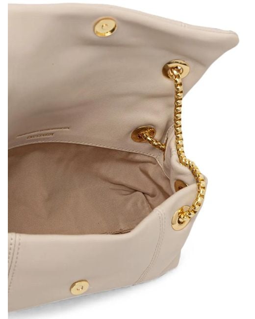 Trussardi Natural Mini Orbita Logo-Lettering Chain-Strap Shoulder Bag