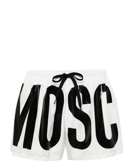 Moschino Black Swim Shorts With Logo And Drawstring for men