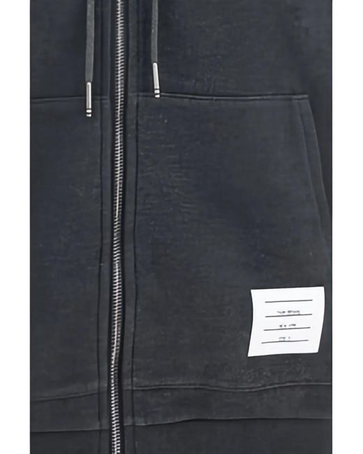 Thom Browne Blue 4-Bar Piqué Hoodie for men