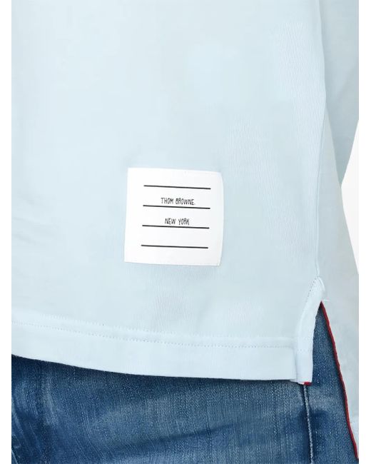 Thom Browne Blue Four-Bar Sleeve-Detail Sweater