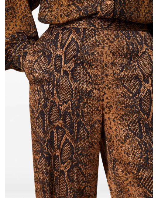 Twinset Brown Pantalon Ample À Imprimé Peau De Python
