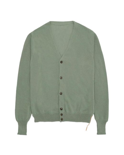 Fortela Green Buttoned Ribbed Cardigan for men