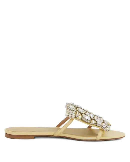 Rabanne Metallic Crystal-Embellished Flat Sandals