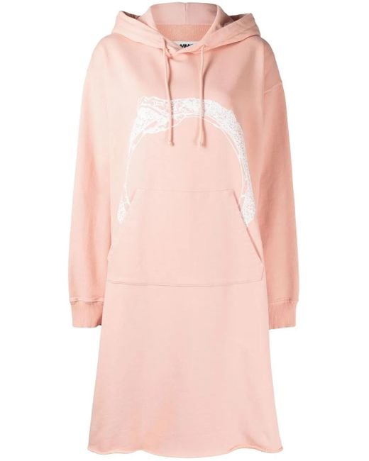 MM6 by Maison Margiela Pink Snake-Print Hooded Dress