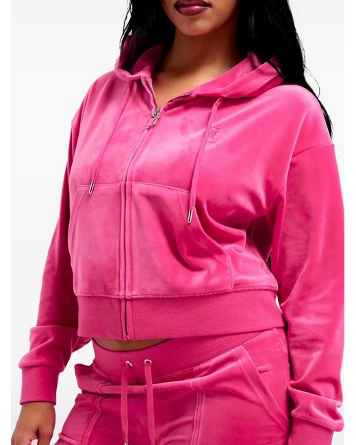 Juicy Couture Pink Velour Cropped Hoodie
