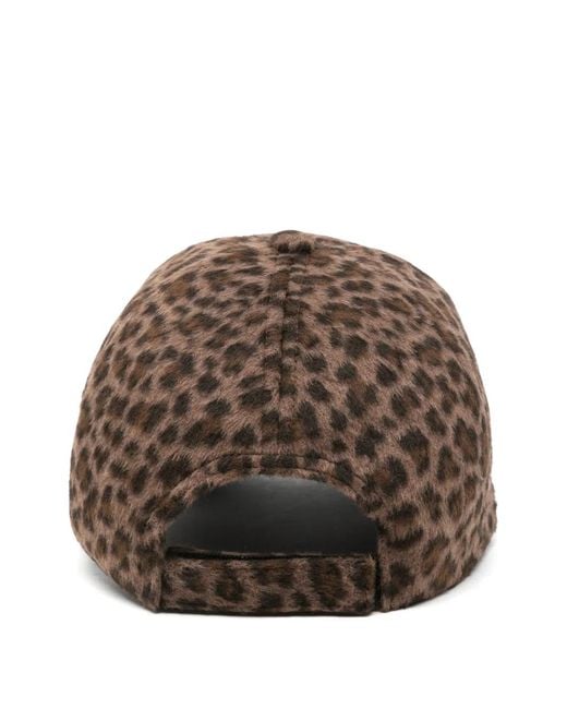 Liu Jo Brown Leopard-Print Baseball Cap