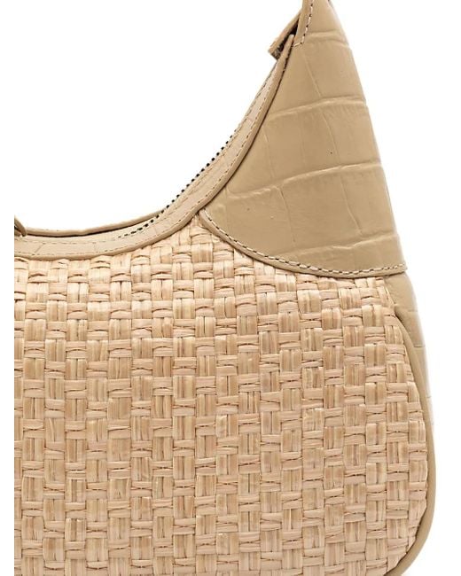 Bolso de hombro con relieve Isla de color Natural