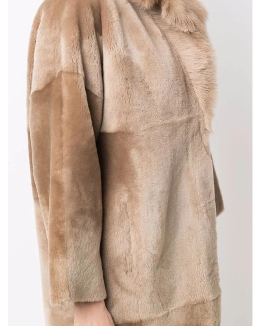 Liska Natural Reversible Single-Breasted Shearling Coat