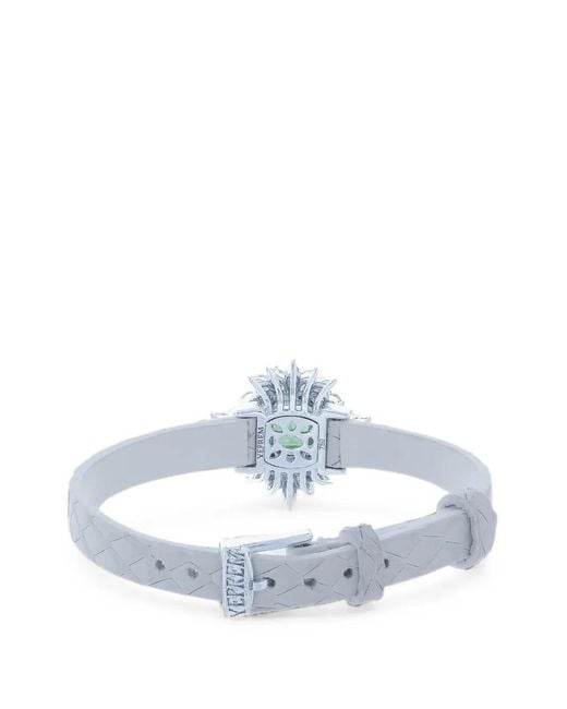 YEPREM Metallic Emerald And Diamond Stamped Leather Bracelet
