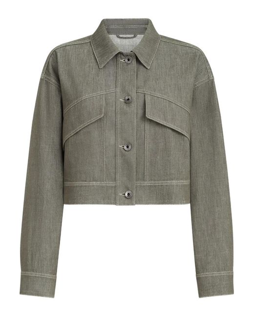 Brunello Cucinelli Green Monili-Detail Buttoned Jacket