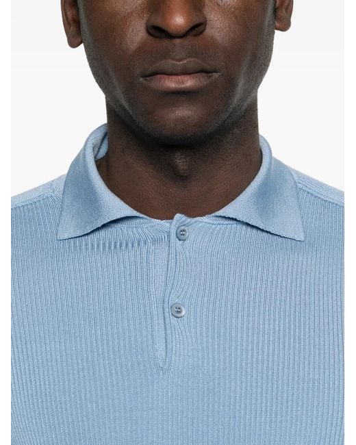 Rier Blue Long-Sleeve Polo Shirt for men