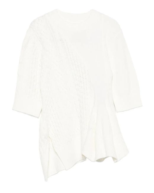 Sacai ケーブルニット フレアトップ White