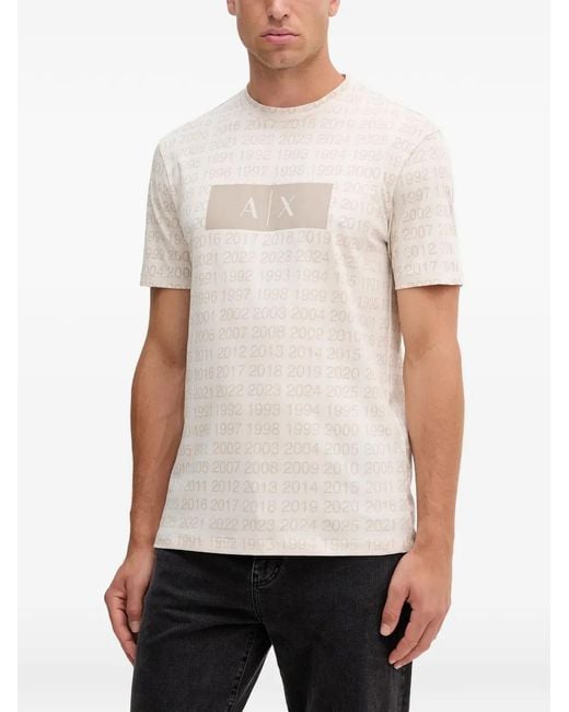 ARMANI EXCHANGE White Printed T-Shirt for men