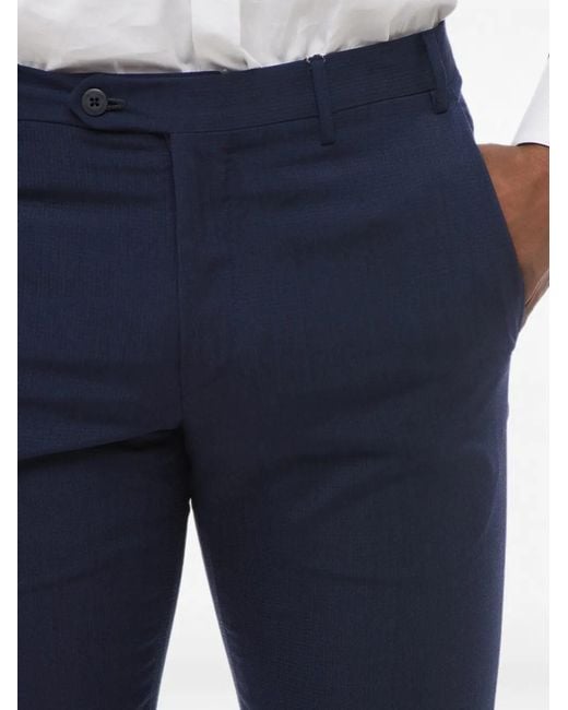 Corneliani Blue Jacquard-Woven Wool Trousers for men