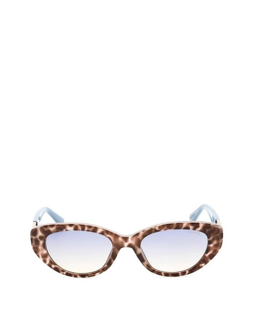 GUESS EYEWEAR White Tortoiseshell-Effect Cat-Eye Sunglasses
