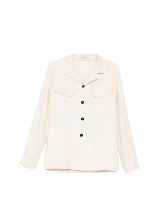 Tagliatore White Chest Flap Pockets Jacket for men