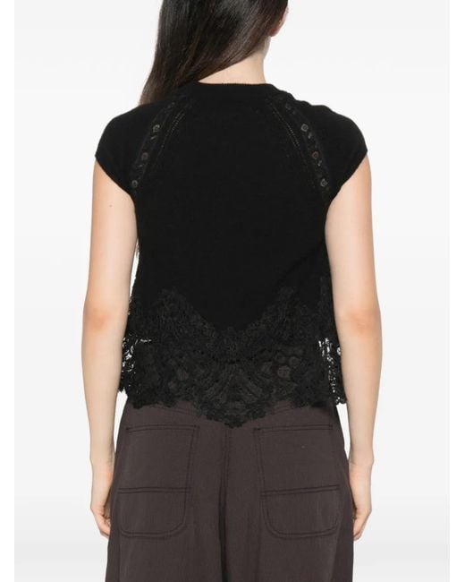 Ermanno Scervino Black Cashmere Lace Top