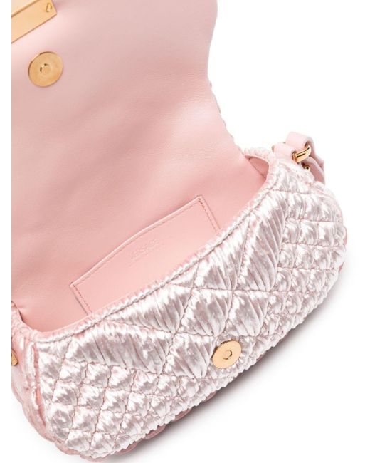 Mini sac porté épaule Greca Goddess en cuir Versace en coloris Pink