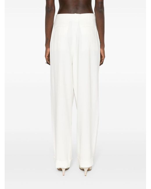 The Row White Tor Crepe Tapered Trousers