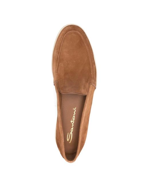 Santoni Brown Malibu Contrasting-Sole Loafers