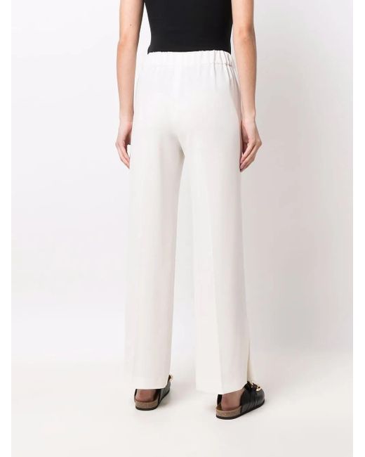 Alberto Biani White High-Waist Wide-Leg Trousers