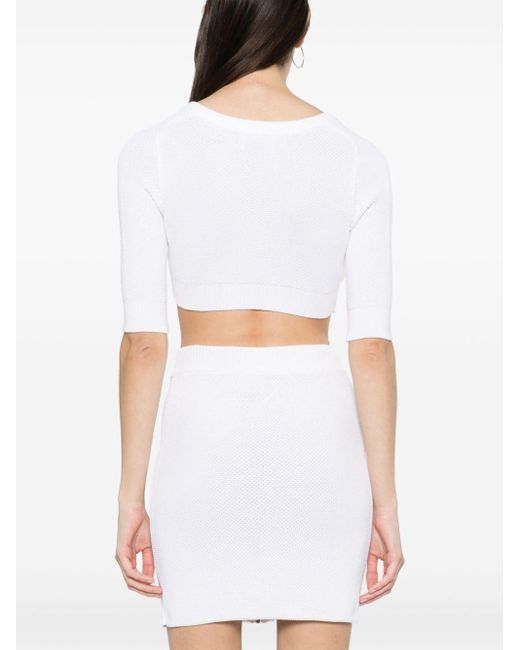 Moschino Jeans Cropped Top in het White