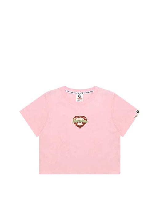 エイプ ピンク t シャツ A BATHING APE アベイシングエイプ Tシャツ M