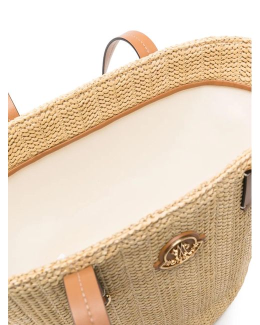 Moncler Natural Small Hubba Raffia Tote Bag