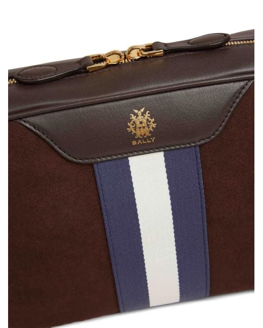 Bally Brown Logo Detail Striped Shoulder Bag for men