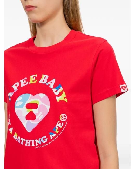 AAPE BY A BATHING AP Red Camo Heart Graphic T-Shirt