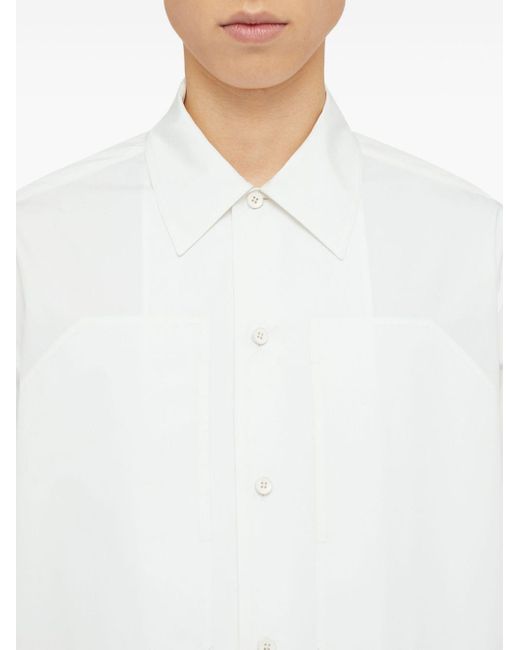 Jil Sander White Patch Pockets Cotton Shirt for men