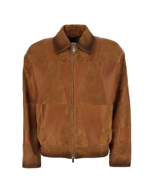 Versace Brown Patchwork Leather Jacket