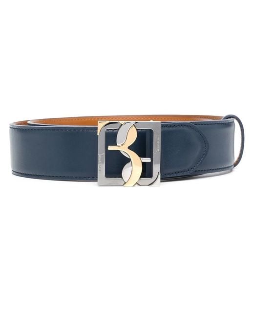 Billionaire Blue Logo-Buckle Leather Belt for men