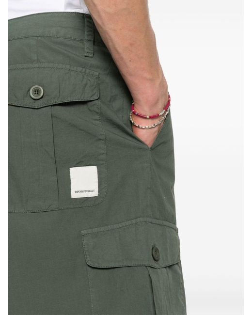 Short en coton à pinces Emporio Armani pour homme en coloris Green