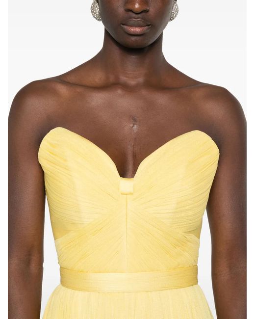 Cristallini Yellow Pandora Pleated Silk Dress