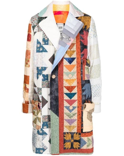 BETHANY WILLIAMS Blue Double-Breasted Patchwork Coat for men